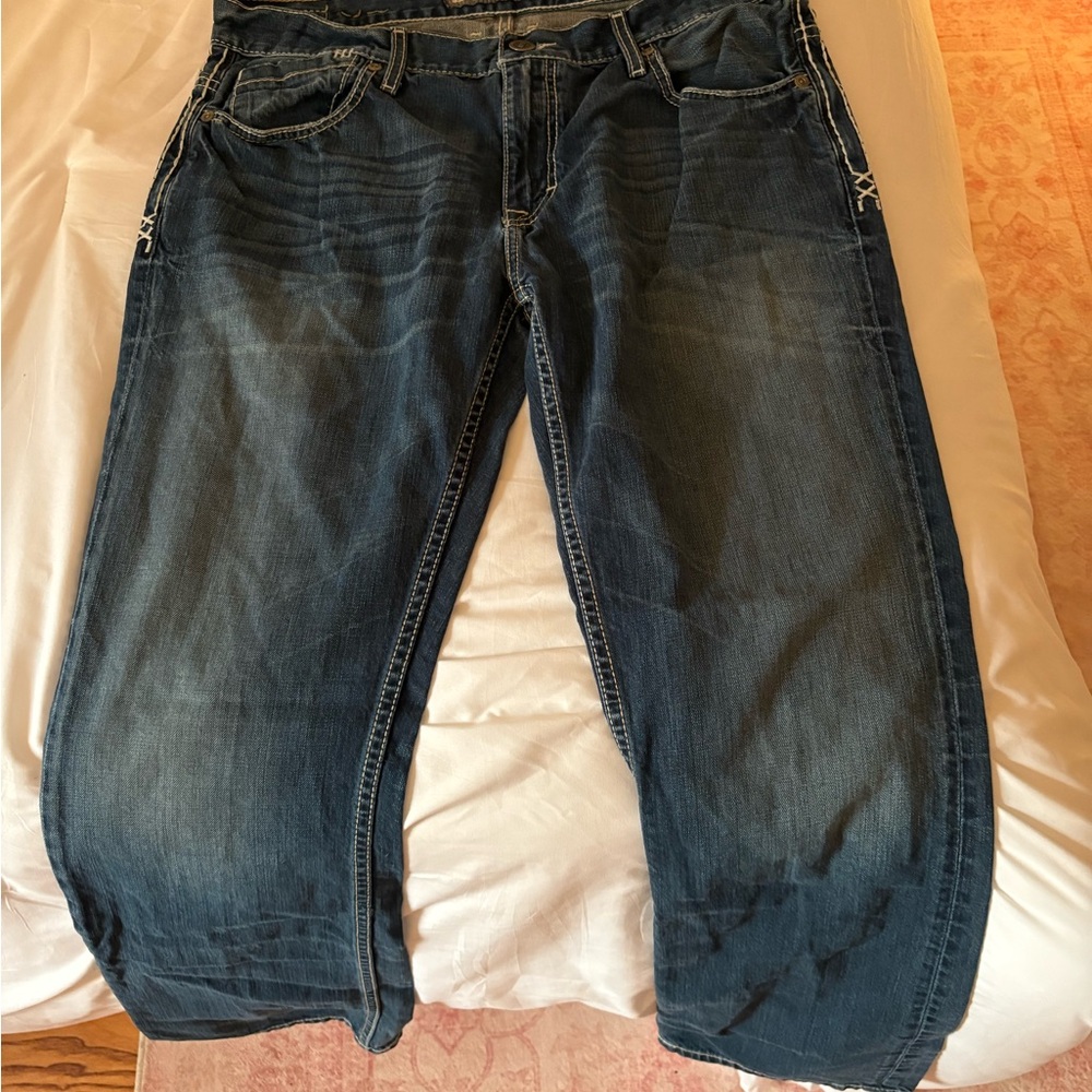 BKE Men's Dark Blue Relaxed Jeans